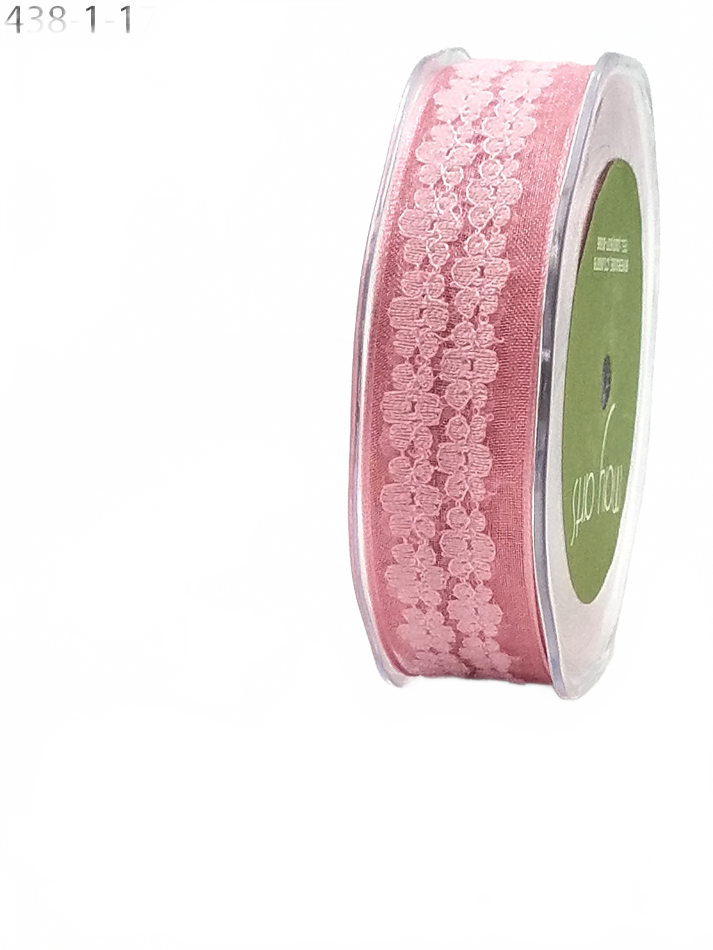 1 Inch Pink Sheer Lace / Wired Ribbon