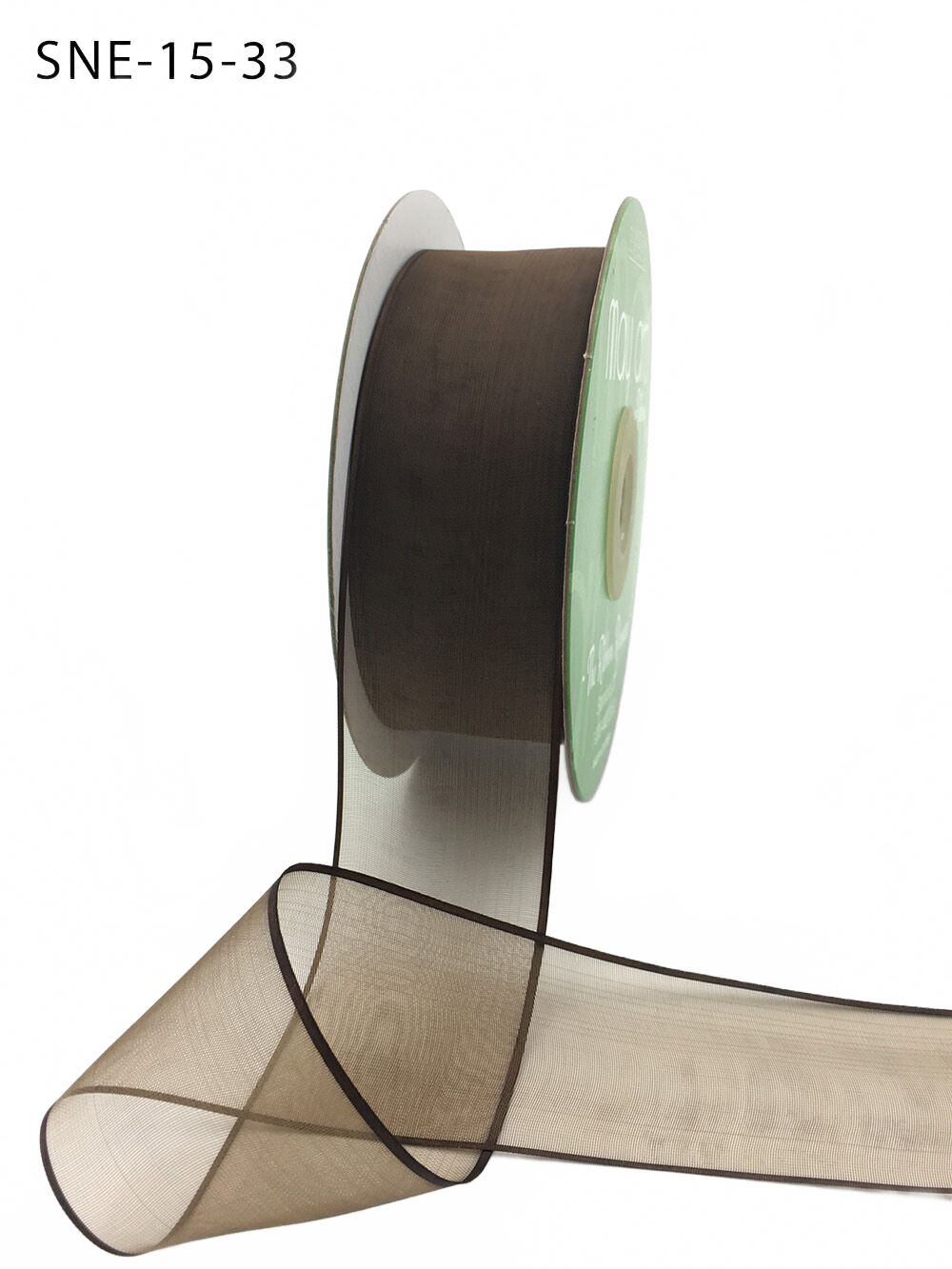 1.5 Inch Soft Brown Sheer Ribbon With Thin Solid Edge