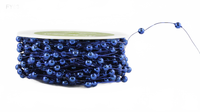 3/16 Inch Wired Pearl Bead Cord String Navy Blue Ribbon