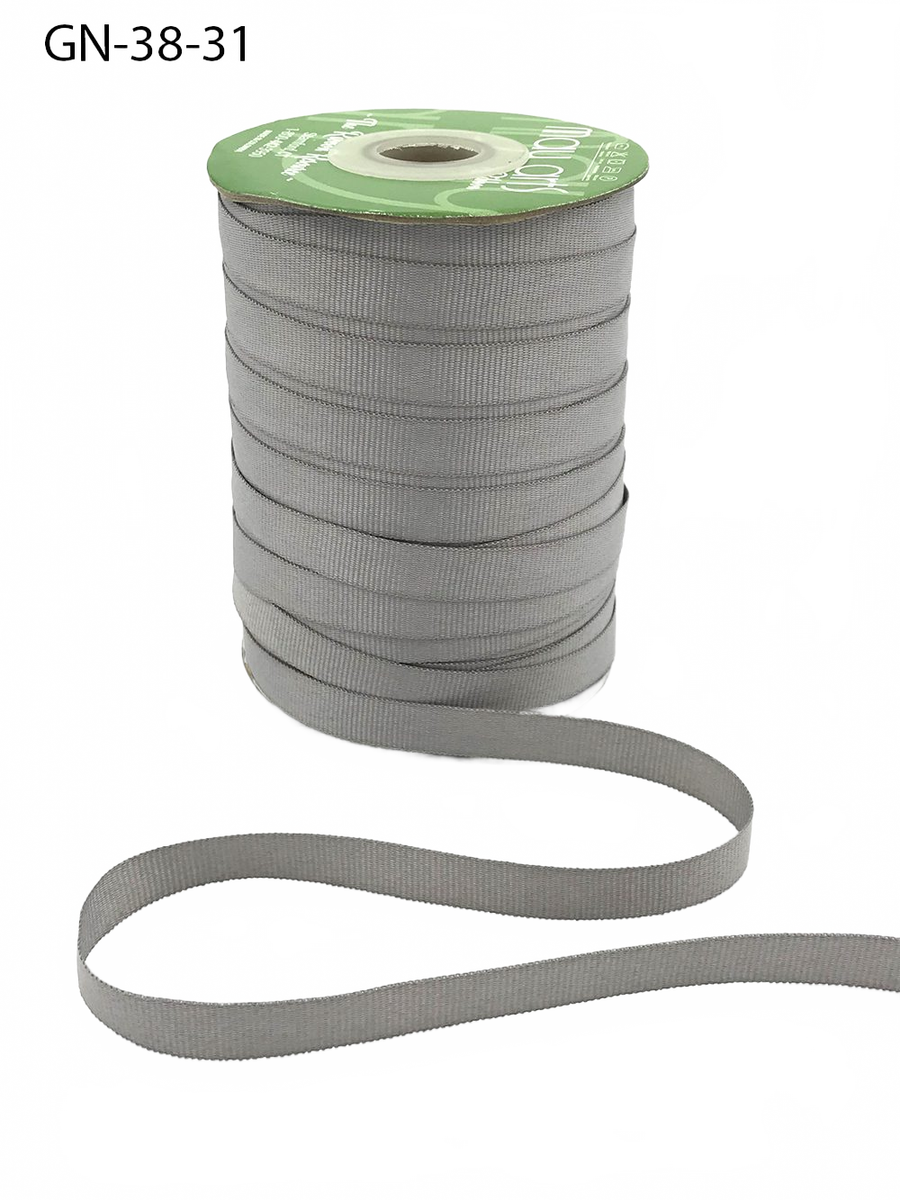 ~3/8 Inch Light-Weight Flat Silver Grosgrain Ribbon With Woven Edge