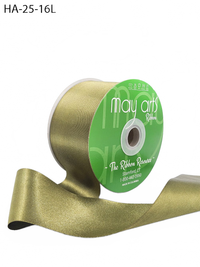 2.5 Inch Classic Double Faced Olive Satin Ribbon With Woven Edge