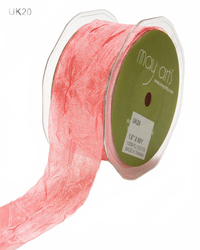 1.5 Inch Crinkle Crushed Rose Ribbon With Cut Edge