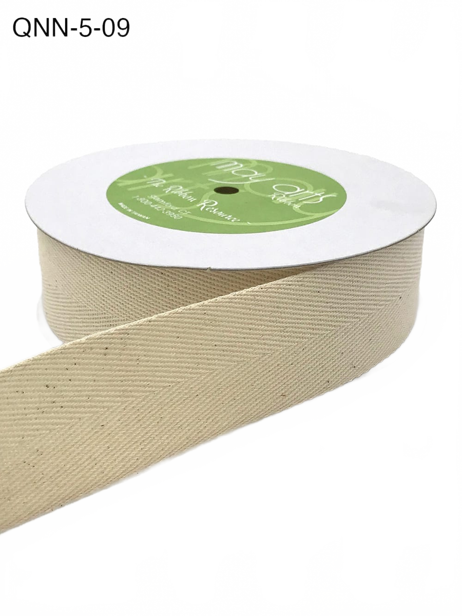1.5 Inch 100% Cotton Classic Medium Weight Ivory Twill Ribbon With Woven Edge
