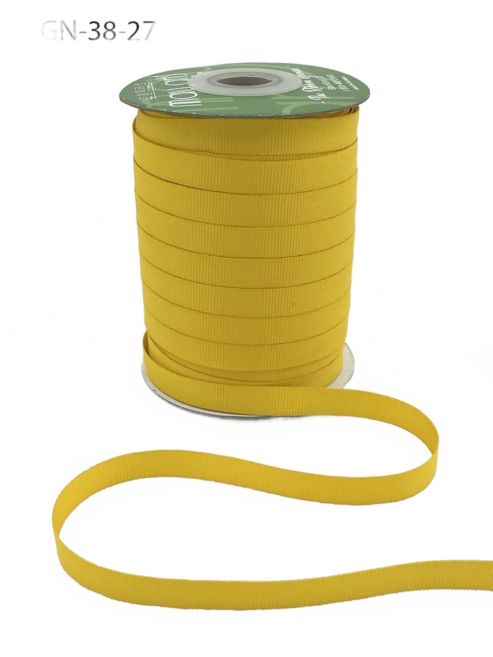 ~3/8 Inch Light-Weight Flat Yellow Grosgrain Ribbon With Woven Edge