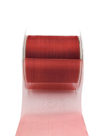 3 Inch Soft Shimmer Dark Red Sheer Ribbon With Cut Edge