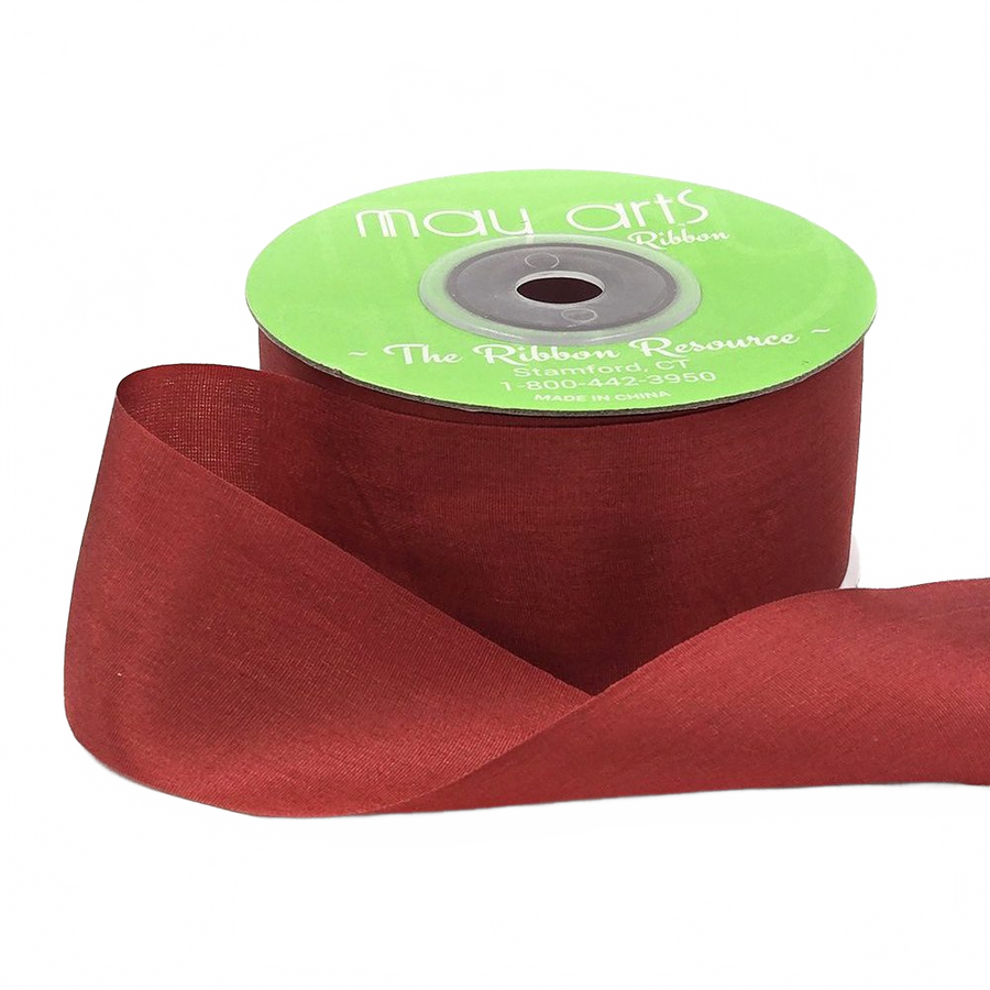 1.25 Inch 100% Hand-Dyed Brick Red Silk Ribbon With Woven Edge