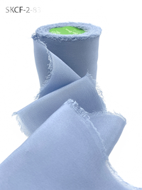 2 Inch 100% Silk Slate Blue Crepe With Frayed Edge (Non-Dyed And Hand-Dyed)