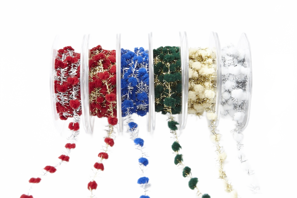 3/8 Inch Pom Pom With Metallic Fringe