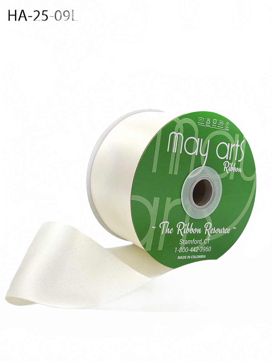 2.5 Inch Classic Double Faced Ivory Satin Ribbon With Woven Edge