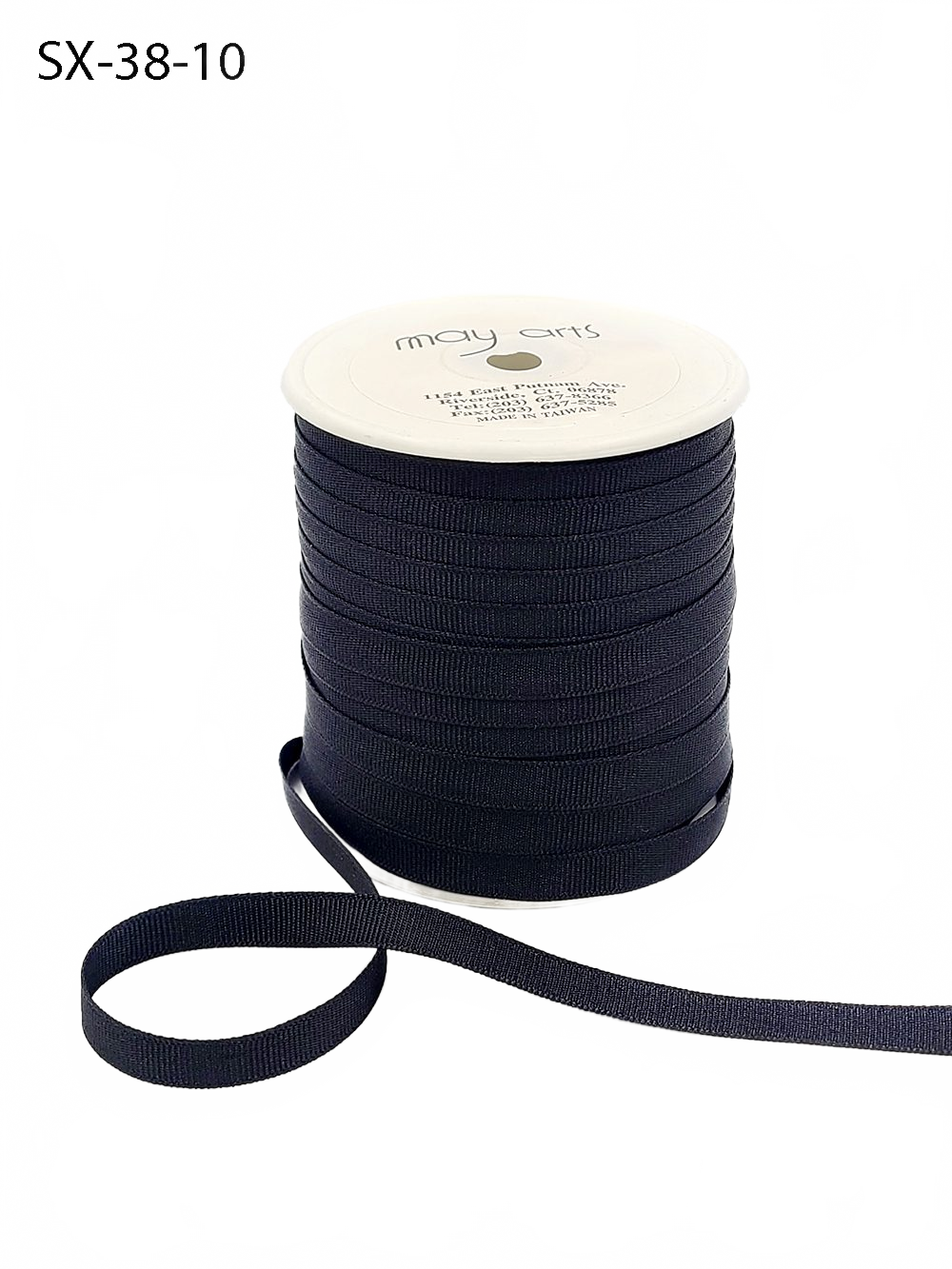 3/8 Inch Heavy-Weight (Higher Thread Count) Classic Black Grosgrain Ribbon With Woven Edge