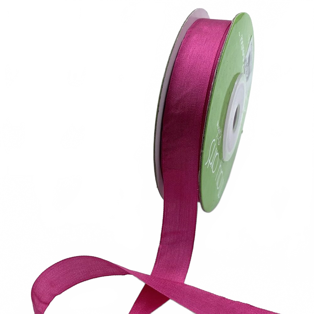 1/2 Inch 100% Hand-Dyed Fuchsia Silk Ribbon With Woven Edge