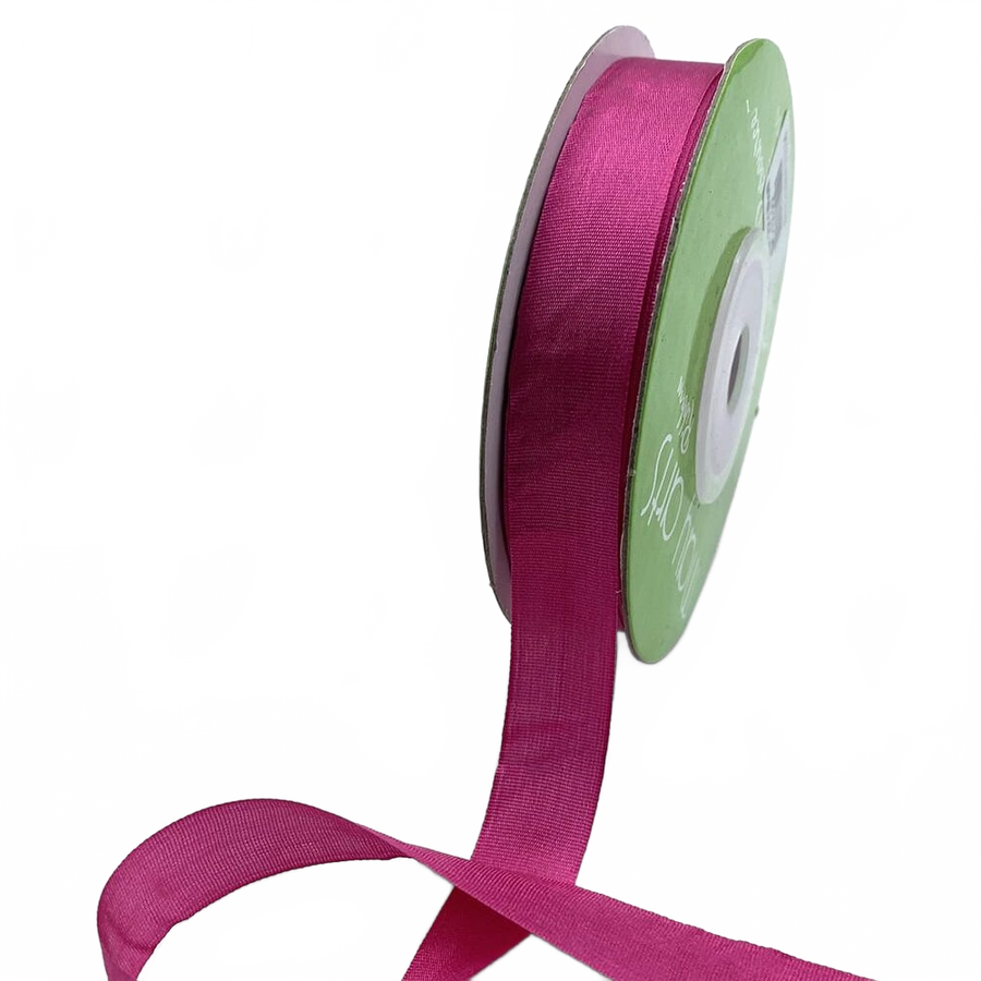 1/2 Inch 100% Hand-Dyed Fuchsia Silk Ribbon With Woven Edge