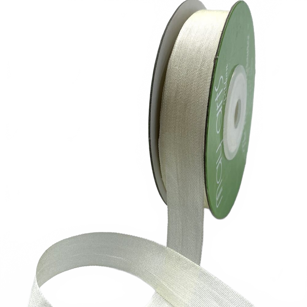 1/2 Inch 100% Hand-Dyed Ivory Buttercream Silk Ribbon With Woven Edge