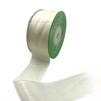 1.25 Inch 100% Hand-Dyed Ivory Buttercream Silk Ribbon With Woven Edge