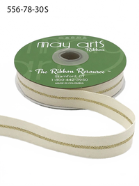 7/8 Inch Canvas With Woven Metallic Center Line Ribbon With Woven Edge