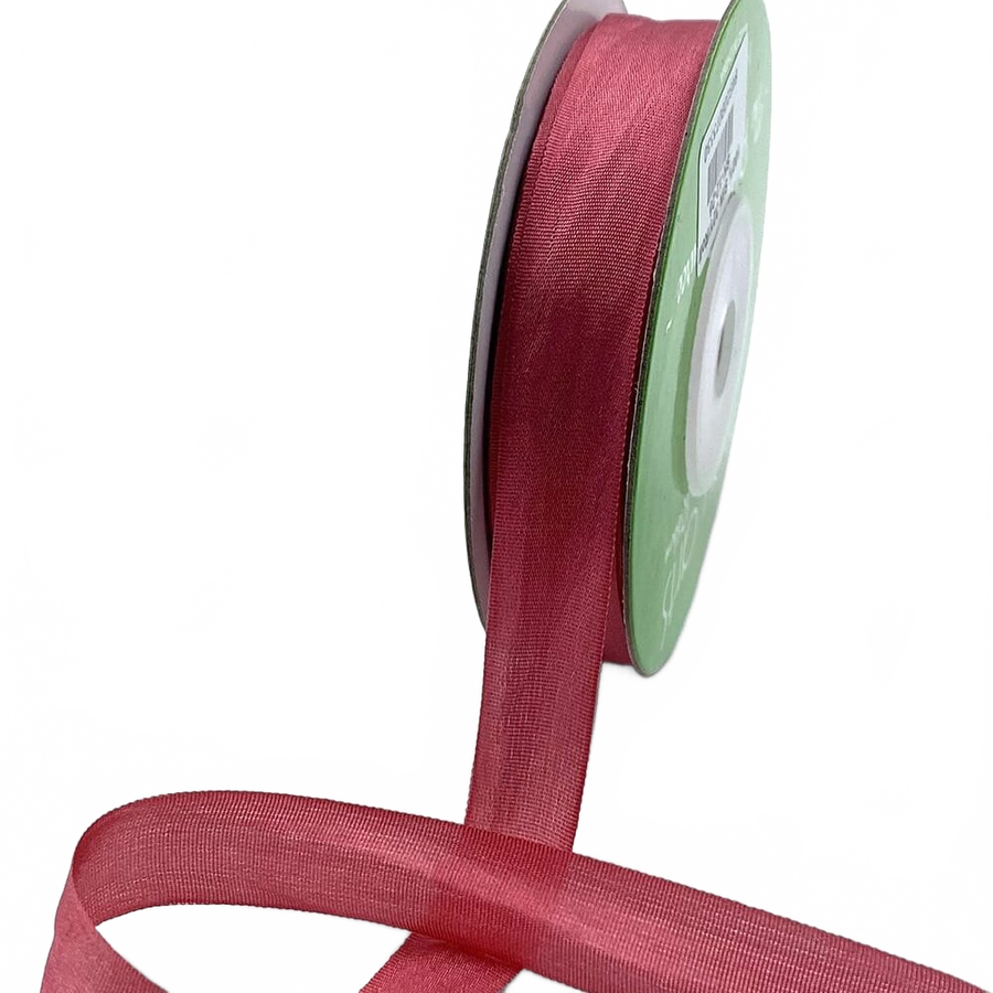 1/2 Inch 100% Hand-Dyed Rose Silk Ribbon With Woven Edge