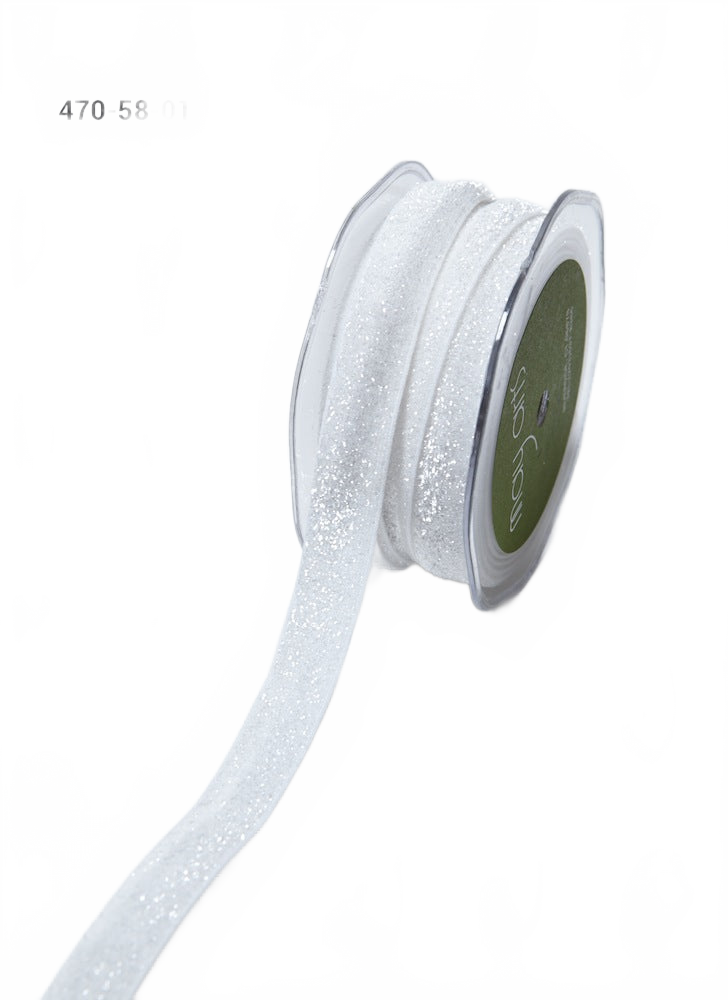 5/8 Inch Bonded Glitter Flat Band Elastic White