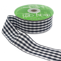 1.5 Inch Checkered Gingham Black Ribbon With Woven Edge