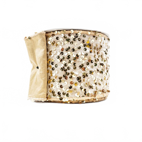 Ribbon Velvet Sequin 4" Gold
