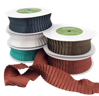 1.5 Inch White Satin Pleats Ribbon With Woven Edge