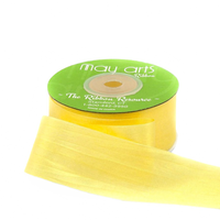1.25 Inch 100% Hand-Dyed Yellow Silk Ribbon With Woven Edge