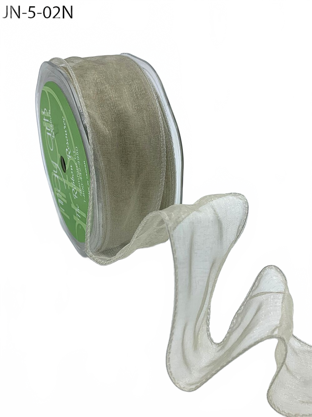 1.5 Inch Shimmer Champagne Sheer Ribbon With Wired Edge