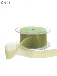 1.5 Inch Soft Shimmer Olive Sheer Ribbon With Cut Edge