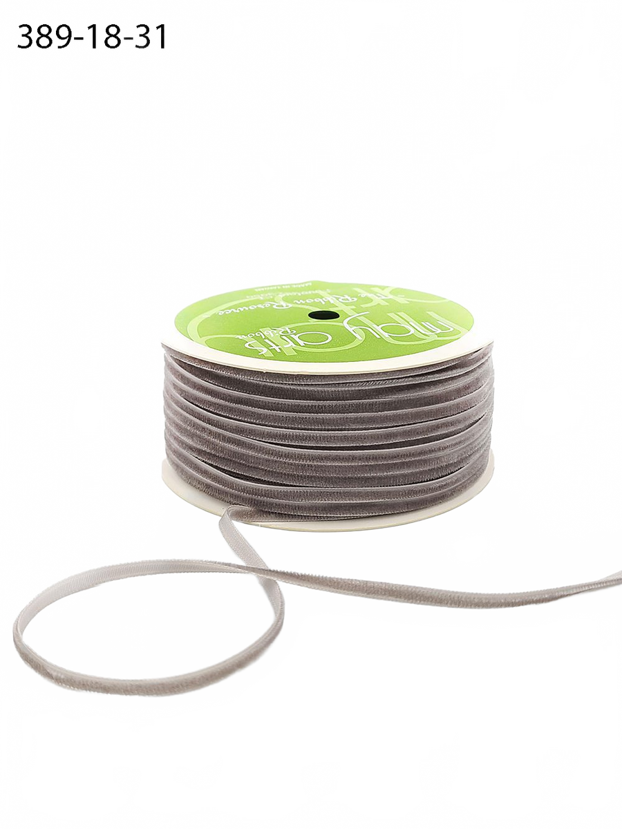1/8 Inch Silver Velvet String Cord Ribbon With Woven Edge