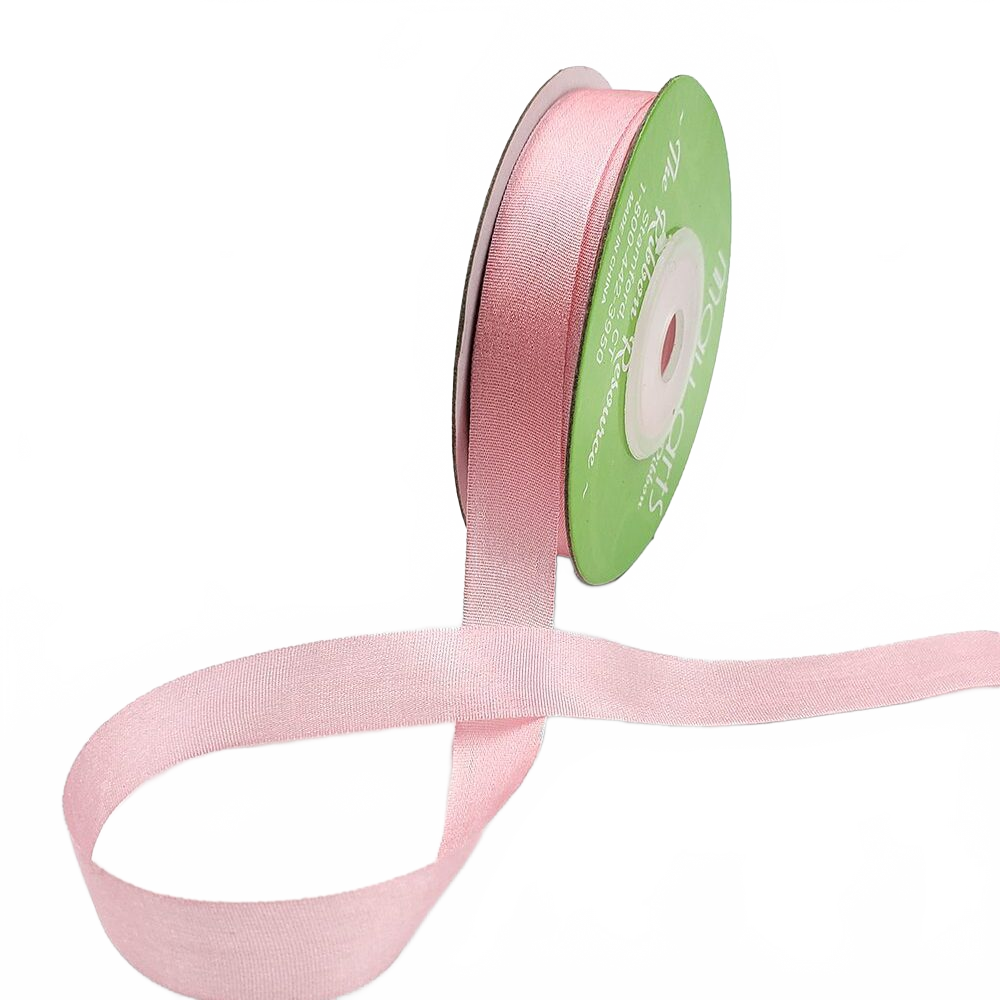 1/2 Inch 100% Hand-Dyed Rose Quartz Silk Ribbon With Woven Edge