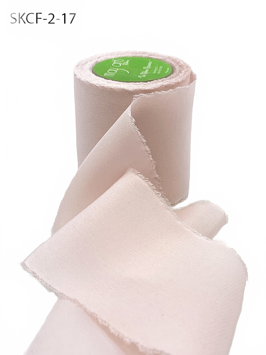 2 Inch 100% Silk Pink Crepe With Frayed Edge (Non-Dyed And Hand-Dyed)