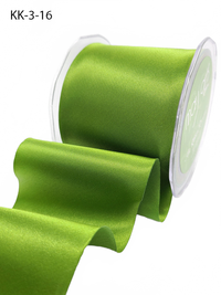 3 Inch Single Faced Olive Satin Cut On The Bias Ribbon With Wavy Cut Edge