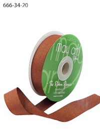 3/4 Inch Rough Copper Metallic Ribbon With Woven Edge