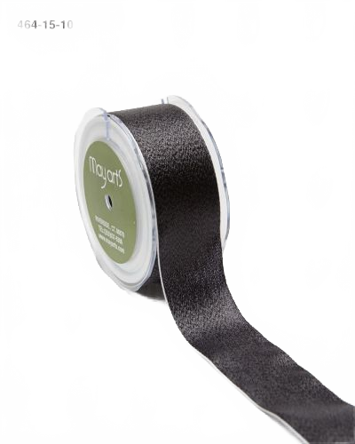 1.5 Inch Faux Black Metallic Glitter Ribbon With Woven Edge