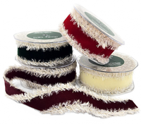 1.5 Inch Velveteen Ribbon With Tinsel Edge For Gift Wrapping, Crafts & Décor