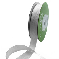 1/2 Inch 100% Hand-Dyed Quiet Gray Silk Ribbon With Woven Edge