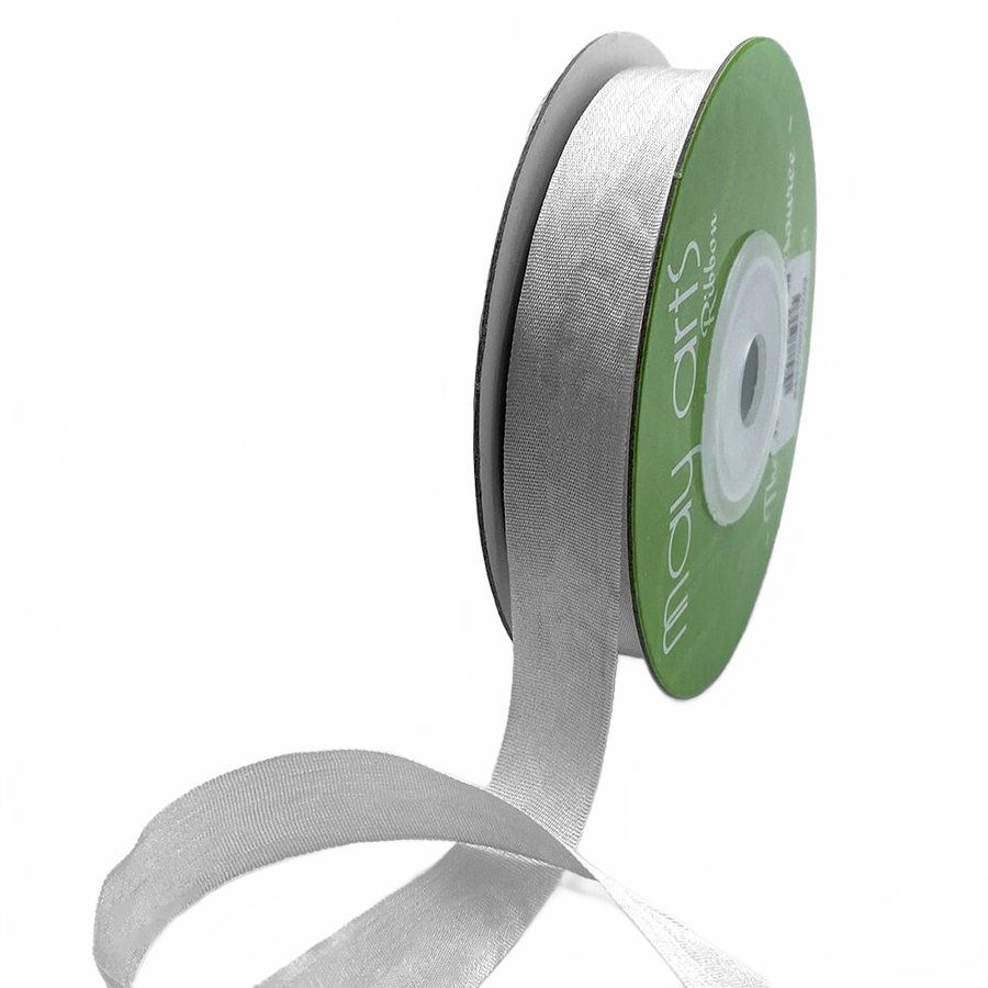 1/2 Inch 100% Hand-Dyed Quiet Gray Silk Ribbon With Woven Edge