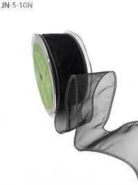 1.5 Inch Shimmer Black Sheer Ribbon With Wired Edge