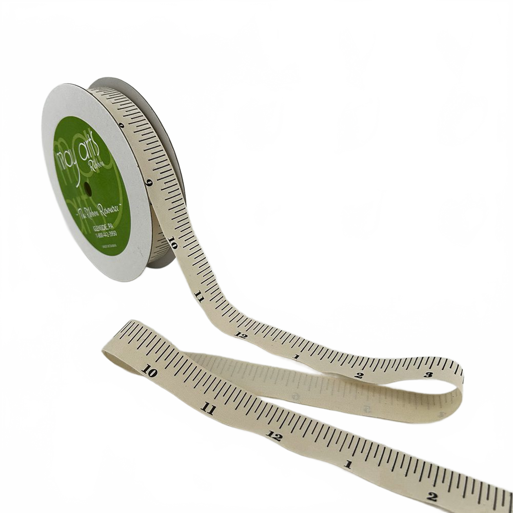 3/4 Inch Ivory Tape Measure Canvas Printed Ribbon With Woven Edge