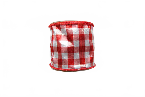 Ribbon Metallic Checks 4X10 Rd/Si