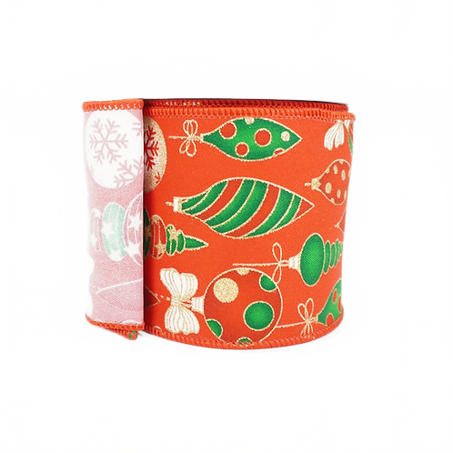 Ribbon 4" Hanging Ornaments Red