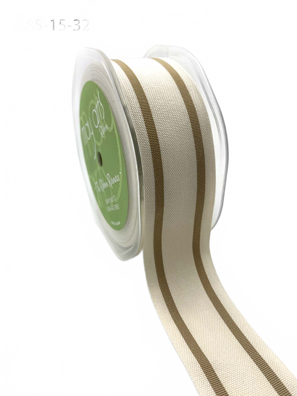 1.5 Inch Antique Gold Cotton Blend Woven Double Stripe Ribbon With Woven Edge