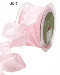 2 Inch Crinkle Crushed Pink Ribbon With Wired Edge