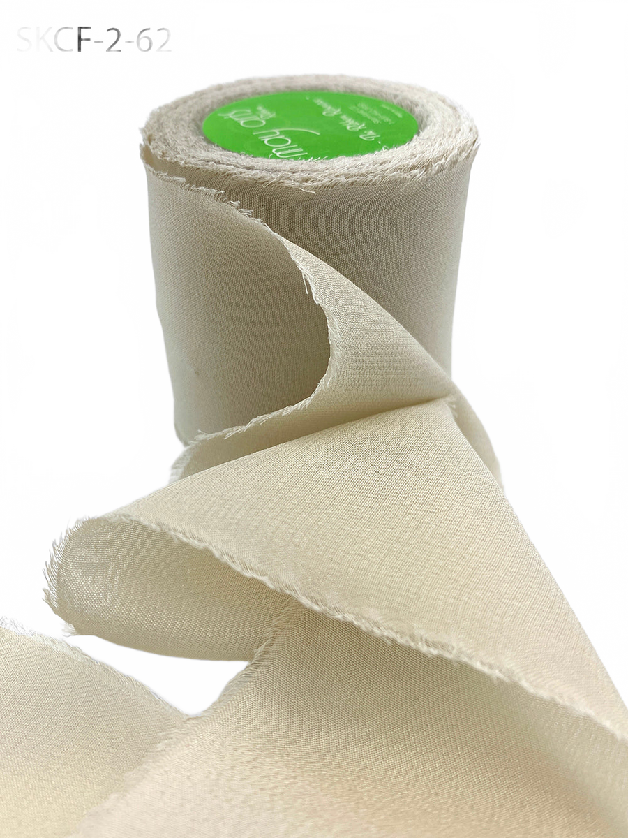 2 Inch 100% Silk Beige Crepe With Frayed Edge (Non-Dyed And Hand-Dyed)