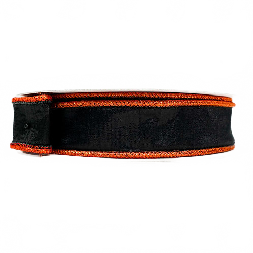 Ribbon 1.5" Luster Cord Orange And Black
