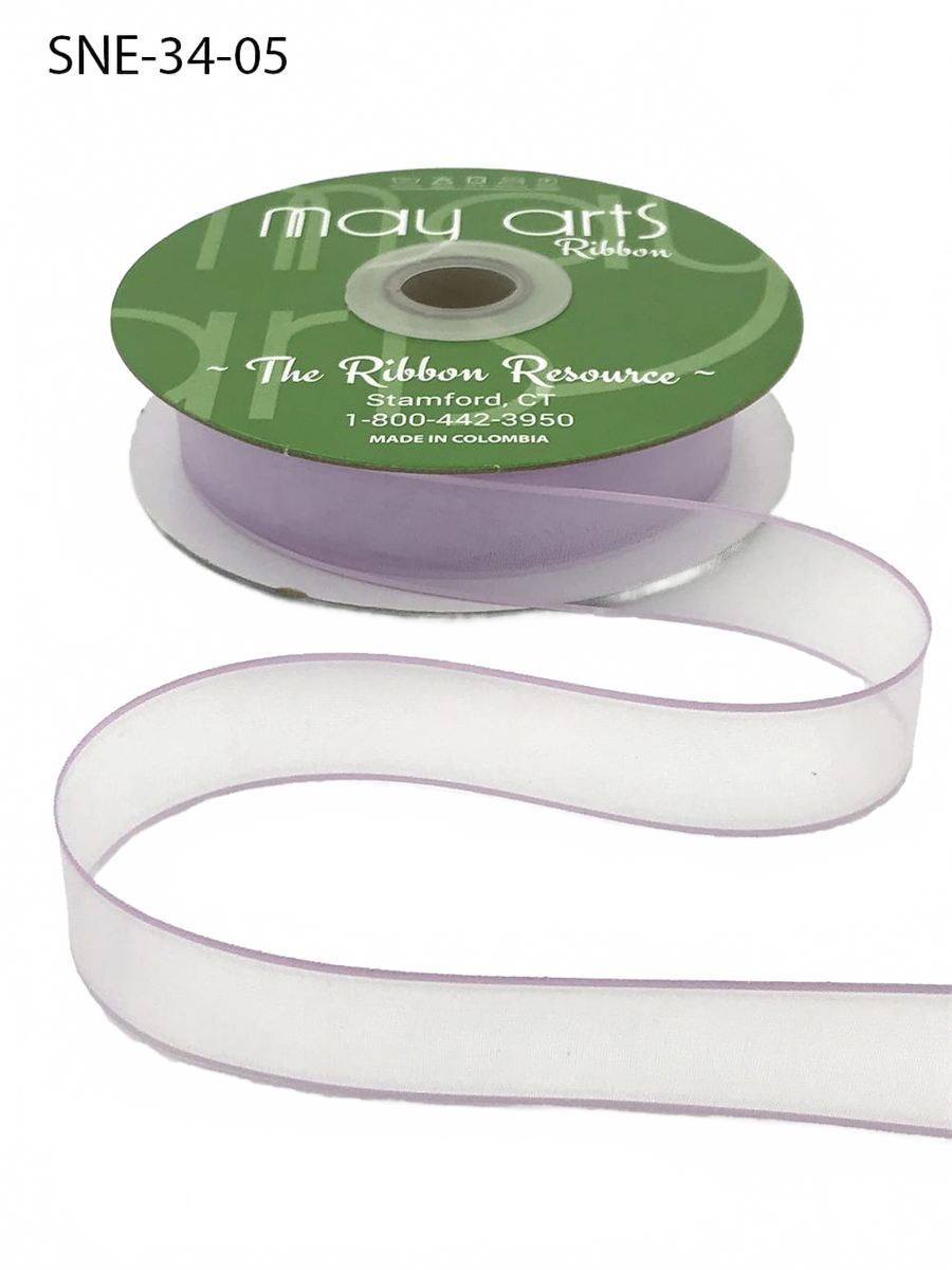 ~3/4 Inch Soft Lavender Sheer Ribbon With Thin Solid Edge