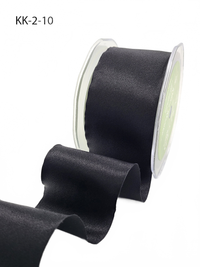 2 Inch Single Faced Black Satin Cut On The Bias Ribbon With Wavy Cut Edge
