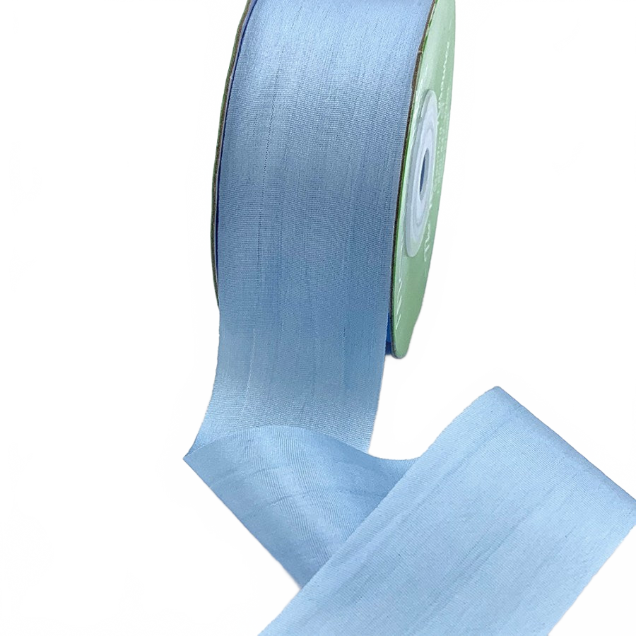 1.25 Inch 100% Hand-Dyed Cerulean Silk Ribbon With Woven Edge