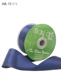 2.5 Inch Classic Double Faced Navy Satin Ribbon With Woven Edge