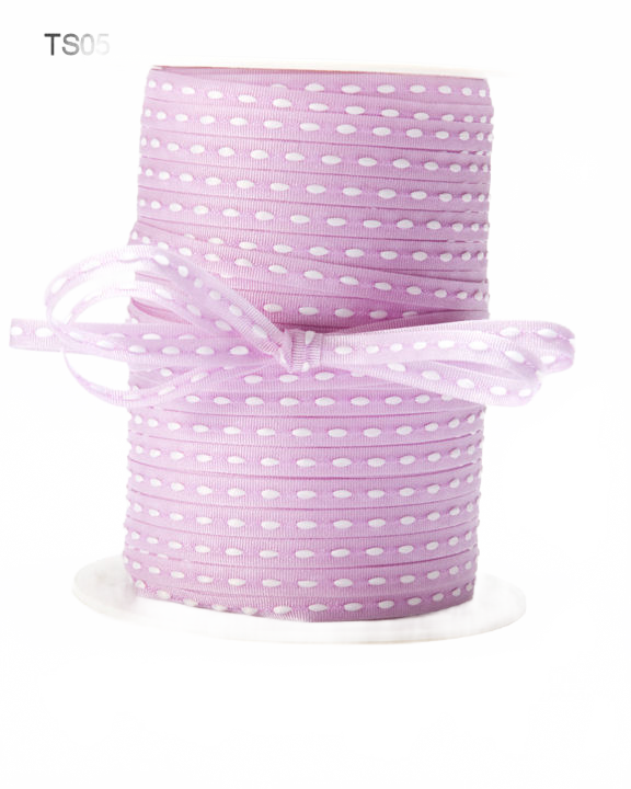 1/8 Inch Solid Stitched Center Lavender Ribbon With Woven Edge