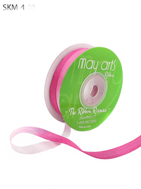 1/4 Inch 100% Hand-Dyed Variegated (Multi-Color) Fuchsia/White Silk Ribbon With Woven Edge